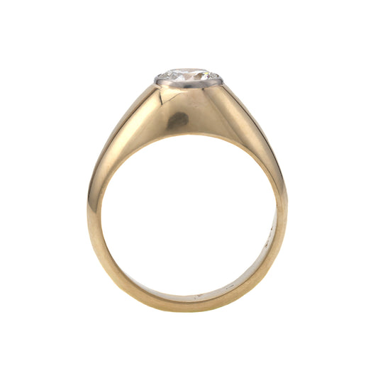 Marks Estate Dept 1 Men's Natural Diamond Fashion Ring in 14 Karat Yellow Gold with Round Diamond, Clarity: SI2