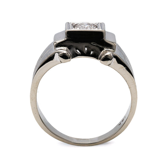 Marks Estate Dept 1 Men's Natural Diamond Fashion Ring in 14 Karat White Gold with 0.39ctw Round Diamonds, Clarity: I1, Color: I, Size: 10.5