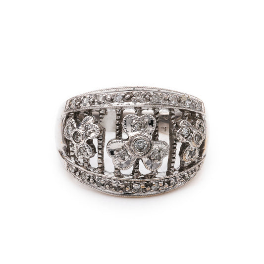 Marks Estate Dept 1 Natural Diamond Fashion Ring in 18 Karat White Gold with 0.45ctw Round Diamonds, Clarity: SI2, Color: H/I