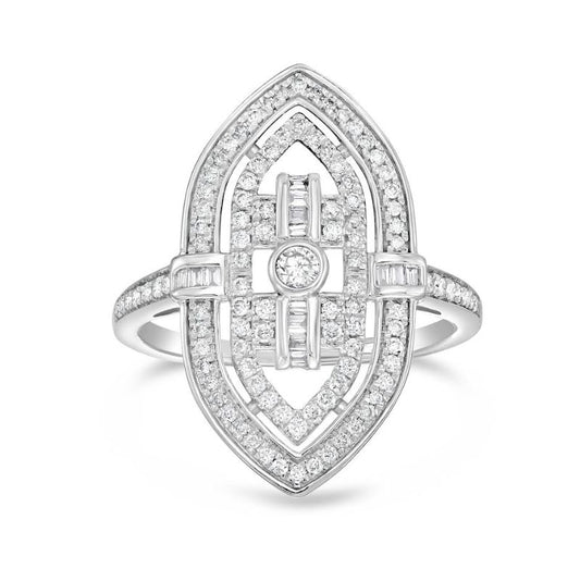 ReMARKable Designs Vintage Fashion Ring in 14 Karat White with 0.49ctw Round Diamond, Ladies Size 7