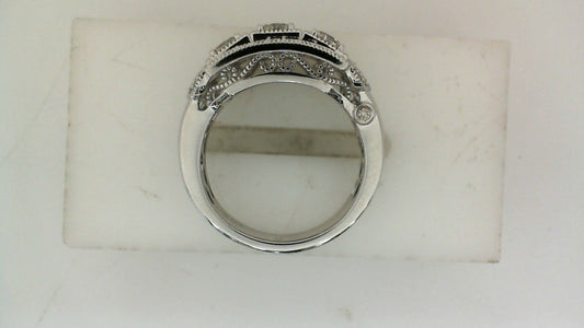 Natural Diamond Vintage Fashion Ring in 14 Karat White with 1.00ctw Round Diamond