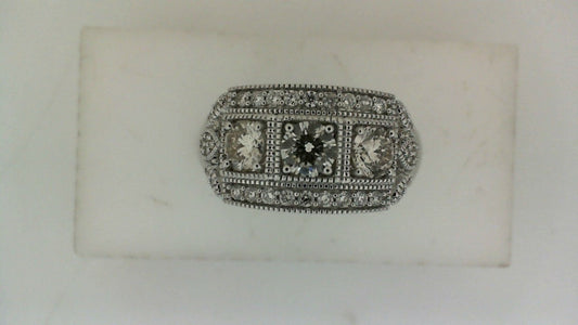 Natural Diamond Vintage Fashion Ring in 14 Karat White with 1.00ctw Round Diamond