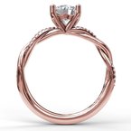 Diamond Accent Mined Diamond Engagement Ring in 14 Karat Rose with 0.10ctw G/H SI1 Round Diamond