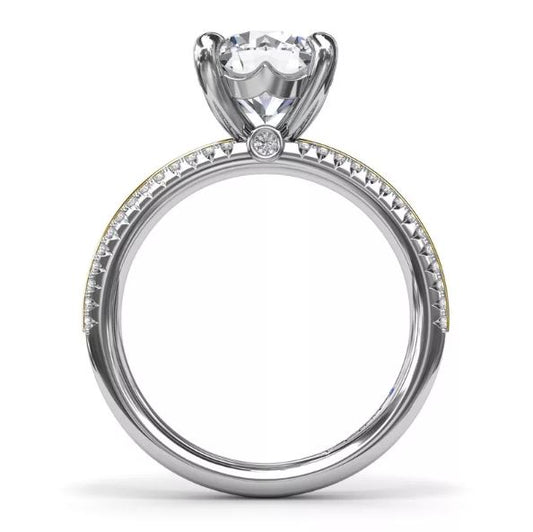 Fana Hidden Accent Natural Diamond Semi-Mount Engagement Ring in 14 Karat - 18 Karat White - Yellow Gold with 58 Round Diamonds 0.27ctw