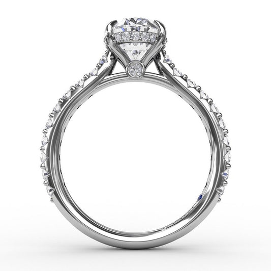 Fana Hidden Accent Natural Diamond Semi-Mount Engagement Ring in 14 Karat White Gold with 0.48ctw Round Diamonds