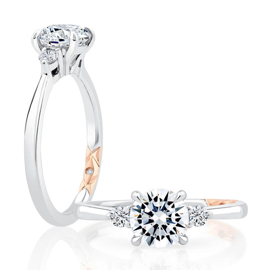 A. Jaffe Diamond Accent Mined Diamond Engagement Ring in 14 Karat White Gold with 0.11ctw Round Diamonds