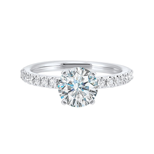 ReMARKable Designs Side Stone Natural Diamond Semi-Mount Engagement Ring in 14 Karat White Gold with 16 Round Diamonds, 0.24ctw