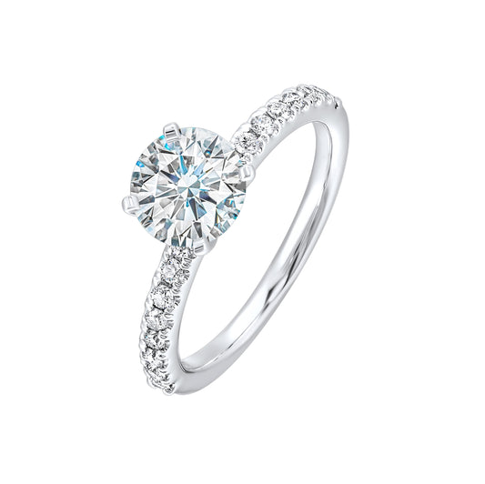 ReMARKable Designs Side Stone Natural Diamond Semi-Mount Engagement Ring in 14 Karat White Gold with 16 Round Diamonds, 0.24ctw