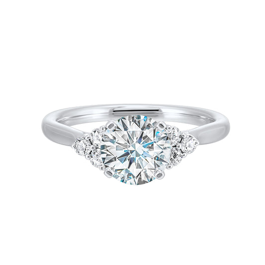 ReMARKable Designs Side Stone Natural Diamond Semi-Mount Engagement Ring in 14 Karat White Gold with 6 Round Diamonds totaling 0.19ctw