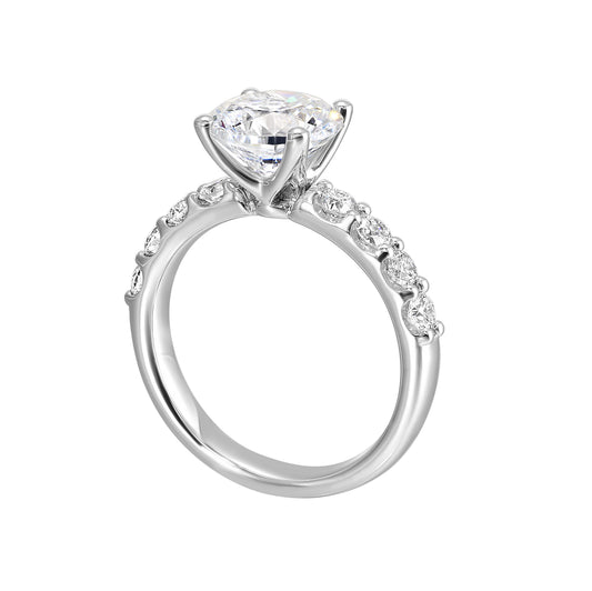 ReMARKable Designs Side Stone Natural Diamond Semi-Mount Engagement Ring in 14 Karat White Gold with 8 Round Diamonds totaling 0.60ctw