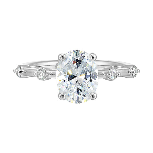 ReMARKable Designs Side Stone Natural Diamond Semi-Mount Engagement Ring in 14 Karat White Gold with 4 Round Diamonds totaling 0.12ctw