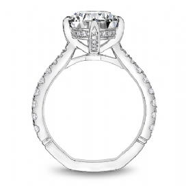 Noam Carver Hidden Accent Natural Diamond Semi-Mount Engagement Ring in 14 Karat White Gold with 44 Round Diamonds 0.46ctw