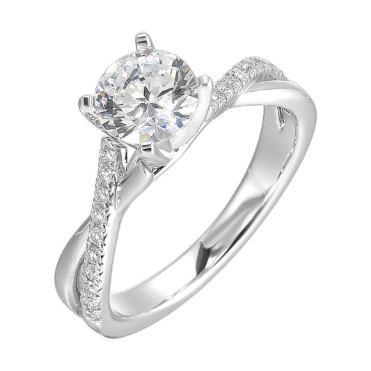 ReMARKable Designs Natural Diamond Semi-Mount Engagement Ring in 14 Karat White Gold with 20 Round Diamonds, 0.14ctw