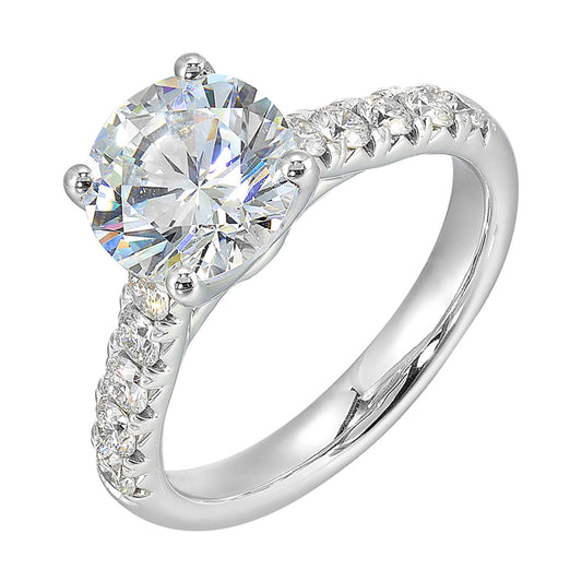 ReMARKable Designs Side Stone Natural Diamond Semi-Mount Engagement Ring in 14 Karat White with 10 Round Diamonds, totaling 0.50ctw