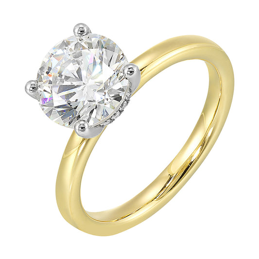 ReMARKable Designs Hidden Accent Natural Diamond Semi-Mount Engagement Ring in 14 Karat White Yellow Gold with 16 Round Diamonds 0.05ctw