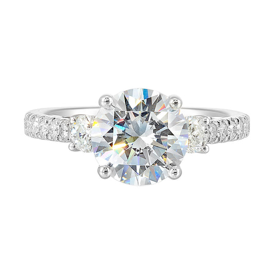ReMARKable Designs Side Stone Natural Diamond Semi-Mount Engagement Ring in 14 Karat White with 14 Round Diamonds, totaling 0.50ctw