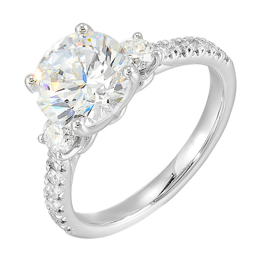 ReMARKable Designs Side Stone Natural Diamond Semi-Mount Engagement Ring in 14 Karat White with 14 Round Diamonds, totaling 0.50ctw