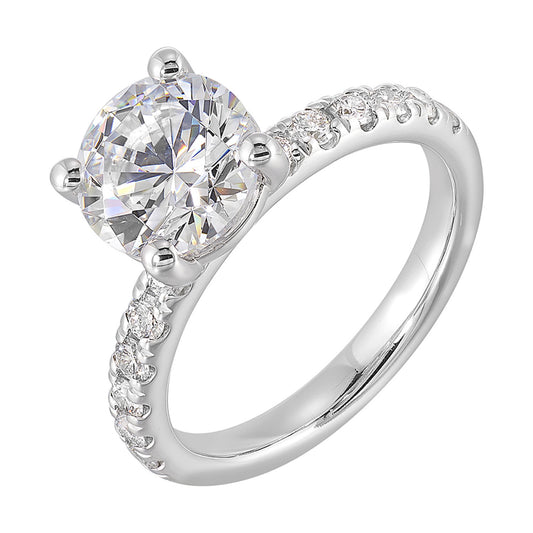 ReMARKable Designs Side Stone Natural Diamond Semi-Mount Engagement Ring in 14 Karat White Gold with 12 Round Diamonds, 0.37ctw