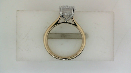 ReMARKable Designs Hidden Accent Natural Diamond Semi-Mount Engagement Ring in 14 Karat White Yellow Gold with 18 Round Diamonds 0.06ctw