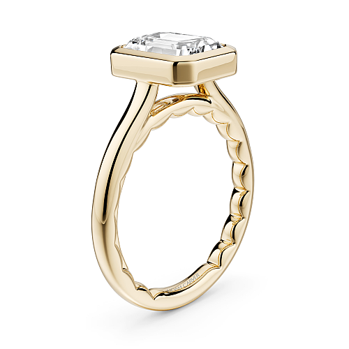Noam Carver Solitaire Natural Diamond Semi-Mount Engagement Ring in 14 Karat Yellow Gold, Size 6.5