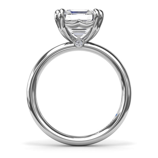 Solitaire Natural Diamond Semi-Mount Engagement Ring in 14 Karat White with 2 Round Diamonds, totaling 0.02ctw