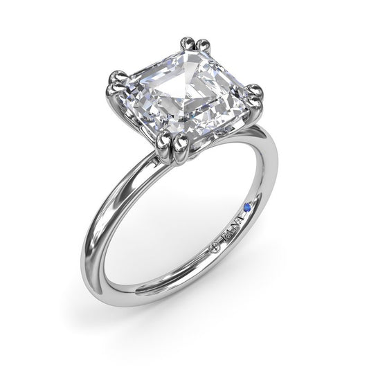 Solitaire Natural Diamond Semi-Mount Engagement Ring in 14 Karat White with 2 Round Diamonds, totaling 0.02ctw
