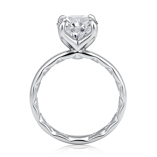 A. Jaffe Side Stone Natural Diamond Semi-Mount Engagement Ring in 14 Karat White Gold with 6 Oval Diamonds, Color: G, Clarity: SI1-SI2, totaling 0.60ctw