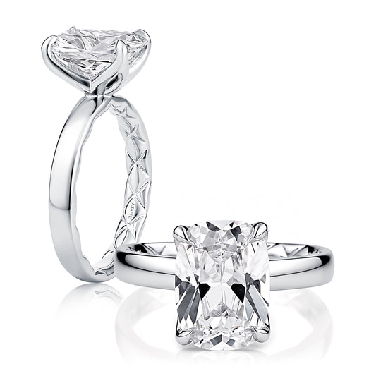 A. Jaffe Side Stone Natural Diamond Semi-Mount Engagement Ring in 14 Karat White Gold with 6 Oval Diamonds, Color: G, Clarity: SI1-SI2, totaling 0.60ctw
