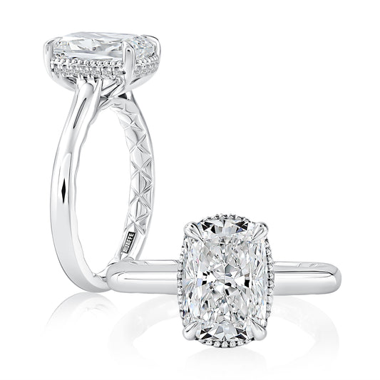 A. Jaffe Natural Diamond Hidden Accent Semi-Mount Engagement Ring in 14 Karat Yellow Gold