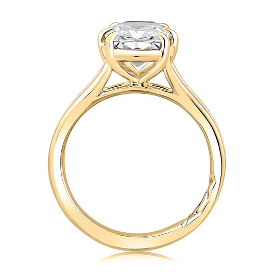 A. Jaffe Natural Diamond Three Stone Semi-Mount Engagement Ring in 14 Karat Yellow Gold with 2 Pear Diamonds, 0.50ctw