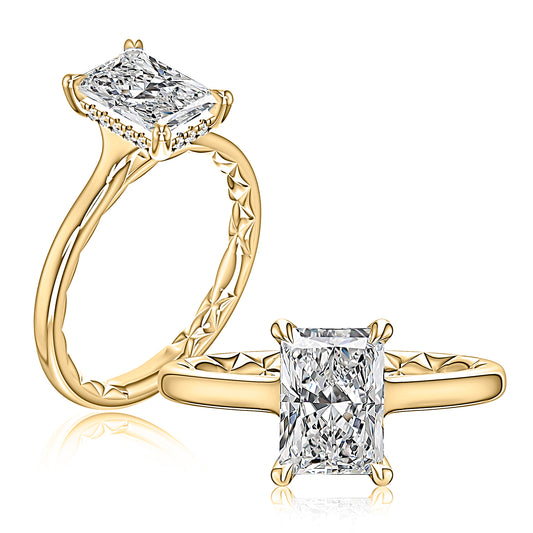 A. Jaffe Natural Diamond Semi-Mount Engagement Ring in 14 Karat Yellow Gold with 0.08ctw Round Diamonds, Clarity: SI1-SI2, Color: G