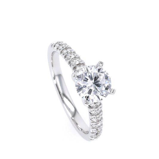 Diamond Accent Lab-Grown Diamond Engagement Ring in 14 Karat White with 0.33ctw G/H VS2-SI1 Round Lab Grown Diamonds