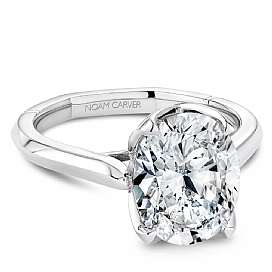 Noam Carver Solitaire Semi-Mount Engagement Ring in 14 Karat White Gold, Size 6.5