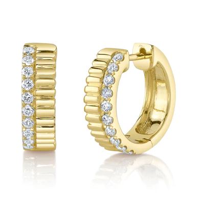 Shy Creations Small Hoop Natural Diamond Earrings in 14 Karat Yellow Gold with 0.34ctw Round Diamonds