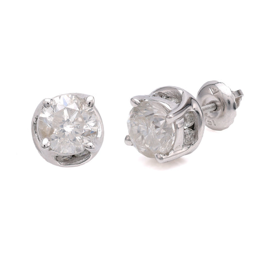 Marks Estate Dept 1 Estate Collection Stud Natural Diamond Earrings in 14 Karat White with 0.32ctw Round Diamonds, Clarity: I2-I3, Color: K/L