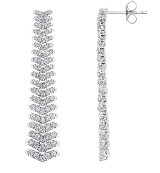 ReMARKable Designs. Dangle Natural Diamond Earrings in 14 Karat White with 2.00ctw Round Diamonds, Clarity: SI1, Color: G/H