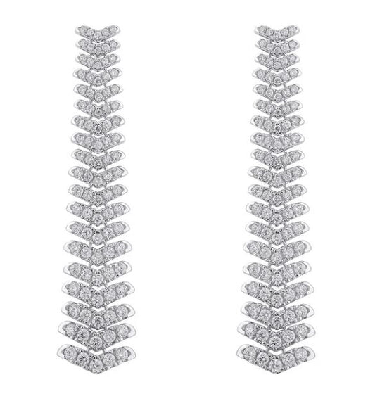 ReMARKable Designs. Dangle Natural Diamond Earrings in 14 Karat White with 2.00ctw Round Diamonds, Clarity: SI1, Color: G/H