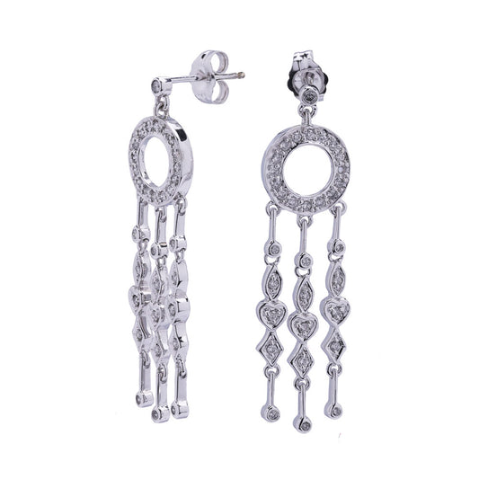 ReMARKable Estate Dangle Natural Diamond Earrings in 14 Karat White Gold with 0.33ctw G SI1-SI2 Round Diamonds