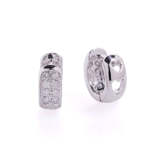 M Estate Collection Huggie Natural Diamond Earrings in 14 Karat White with 0.24ctw H/I I1-I2 Round Diamonds