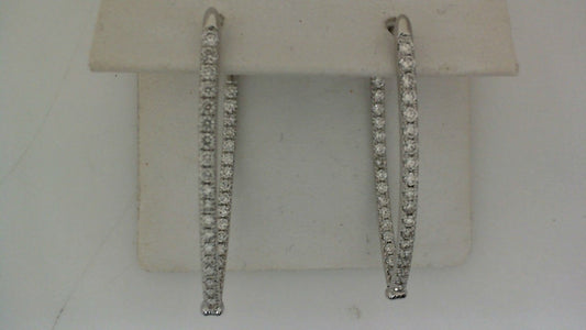 ReMARKable Designs Natural Diamond Medium Hoop Earrings in 14 Karat White Gold with 0.73ctw Round Diamonds