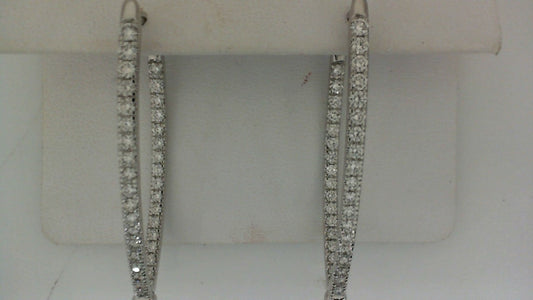 ReMARKable Designs Natural Diamond Medium Hoop Earrings in 14 Karat White Gold with 0.73ctw Round Diamonds