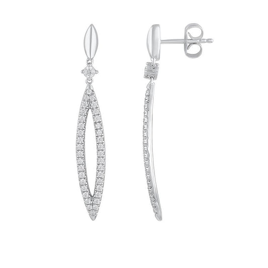 ReMARKable Designs Natural Diamond Drop Earrings in 14 Karat White Gold with 0.50ctw Round Diamonds