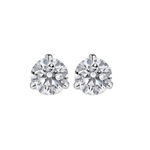 ReMARKable Designs Marks 89 Natural Diamond Stud Earrings in 14 Karat White Gold with 1.90ctw Round Diamonds, Clarity: SI2, Color: J
