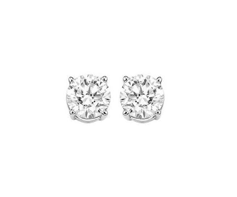 Round diamond stud earrings in white gold.