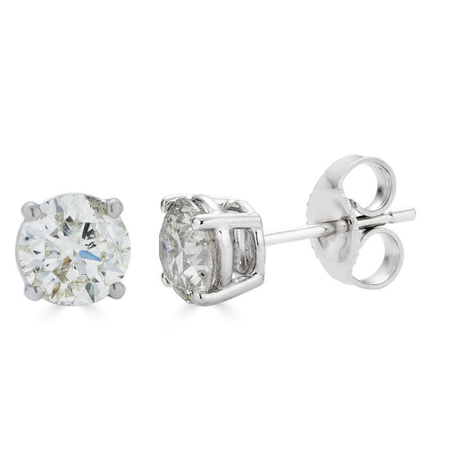 ReMARKable Estate Natural Diamond Stud Earrings in 14 Karat White Gold with 0.35ctw Round Diamonds, Clarity: I2, Color: H