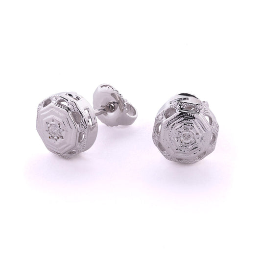 Stud Natural Diamond Studs in 14 Karat White with 0.06ctw K I3 Round Diamonds