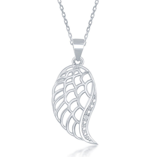 ReMARKable Designs ReMARKable Designs Natural Diamond Pendant Necklace in Sterling Silver with Round Diamond, Diamond Cut Cable Chain, Spring Ring Clasp