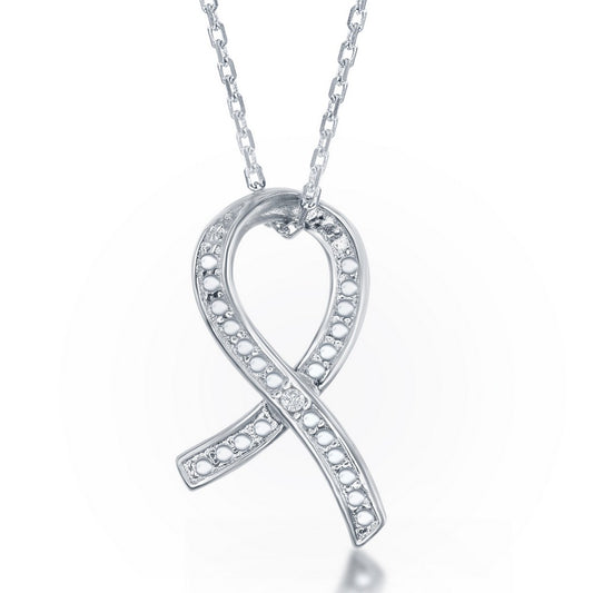ReMARKable Designs ReMARKable Designs Natural Diamond Pendant Necklace in Sterling Silver with Round Diamond, Diamond Cut Cable Chain, Spring Ring Clasp