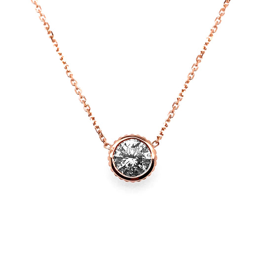 ReMARKable Designs Natural Diamond Necklace in 14 Karat Rose Gold with 1.12ctw Round Diamonds, Clarity: I2, Color: H