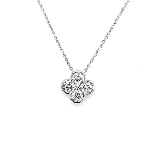 Natural Diamond Necklace in 14 Karat White with 0.50ctw Round Diamonds